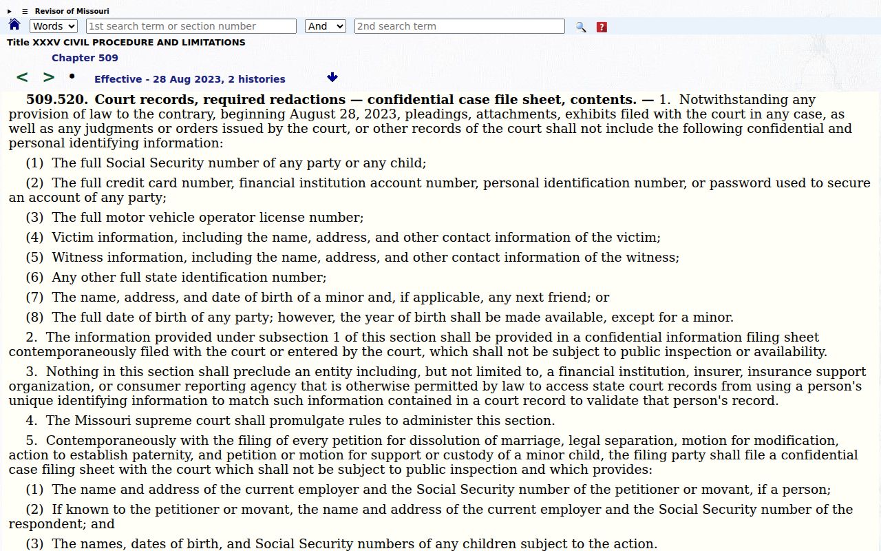 Holt County civil docket court-record redaction reference