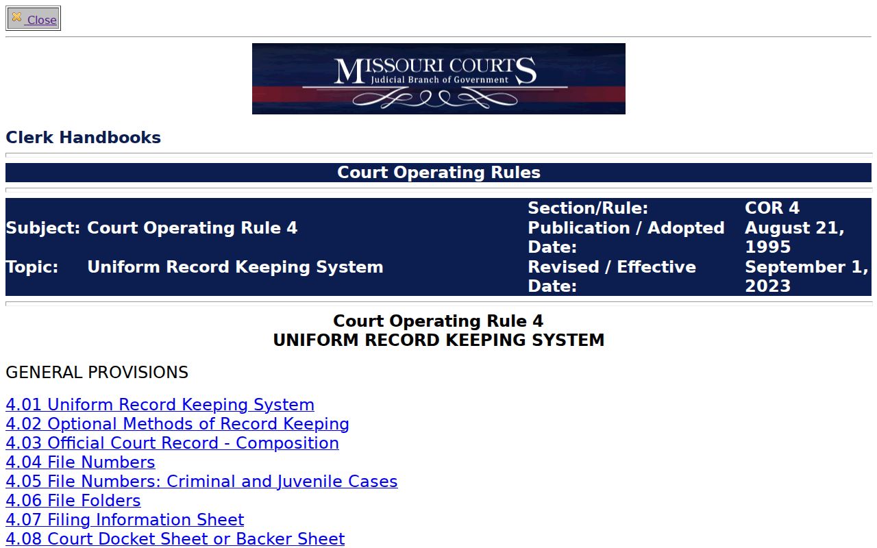 Holt County criminal docket Court Operating Rule 4 reference