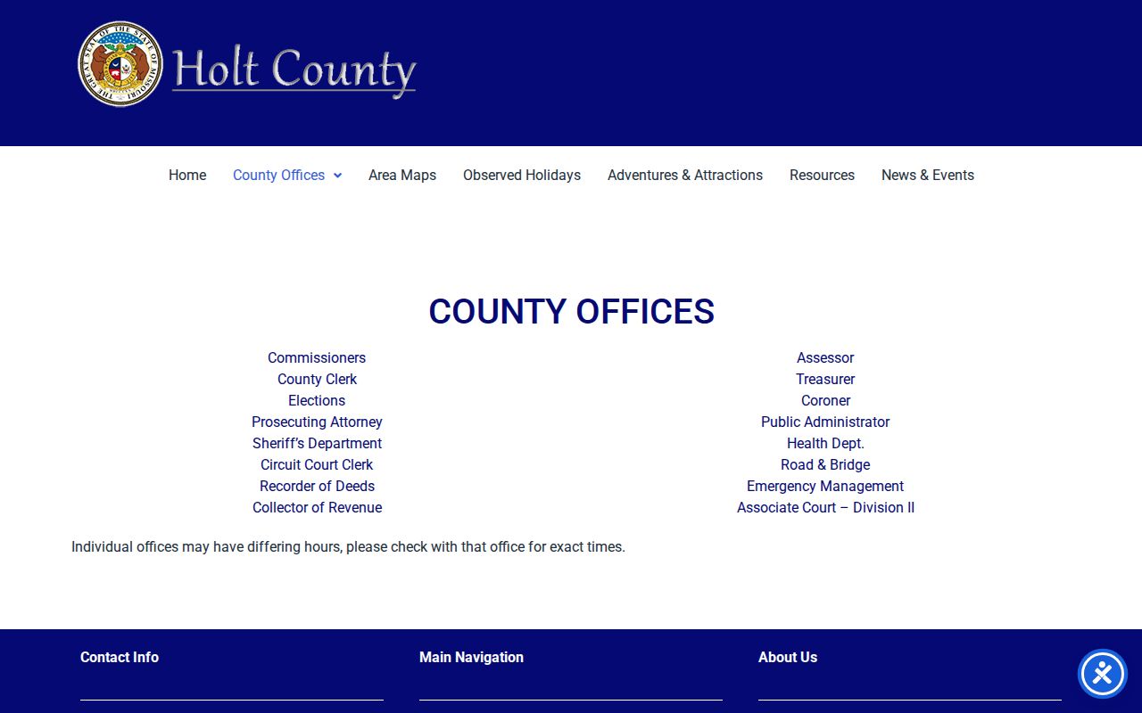 Holt County court docket county offices directory