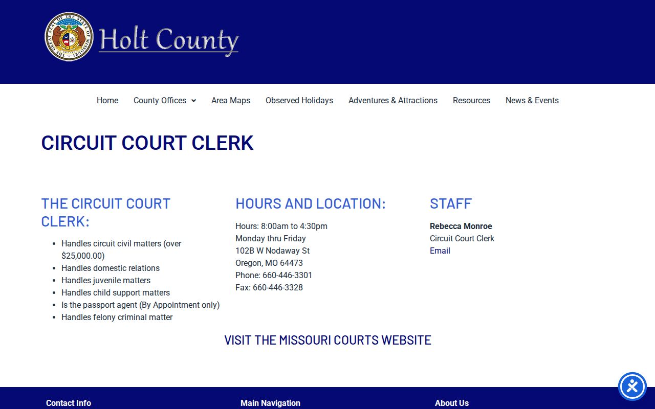 Holt County court docket Circuit Court Clerk source page