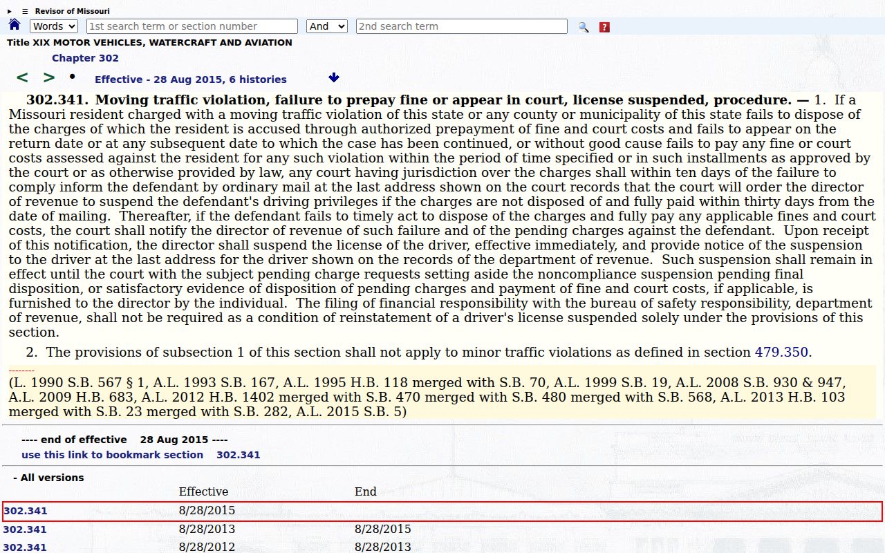 Holt County traffic court records and Missouri traffic noncompliance procedure