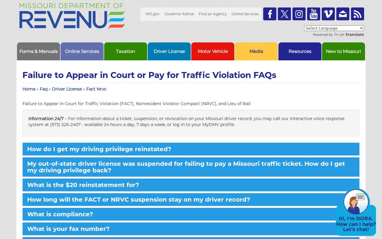 Holt County traffic court records and Missouri FACT compliance information